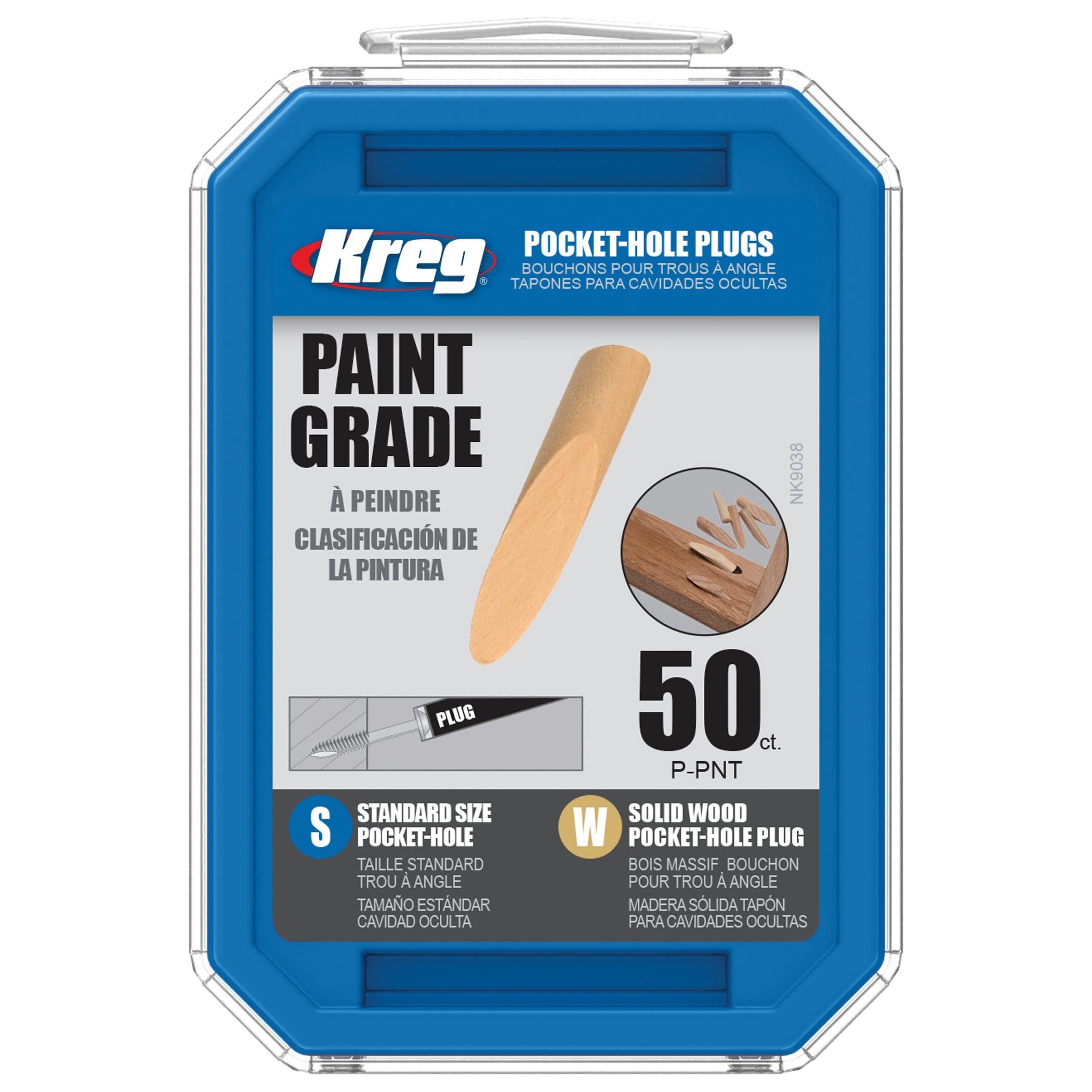 Kreg P-PNT Paint Grade Plugs - 50-Pack Wood Screw Hole Plugs for Cabinets & Furniture - Perfect for DIY Projects & Home Improvement