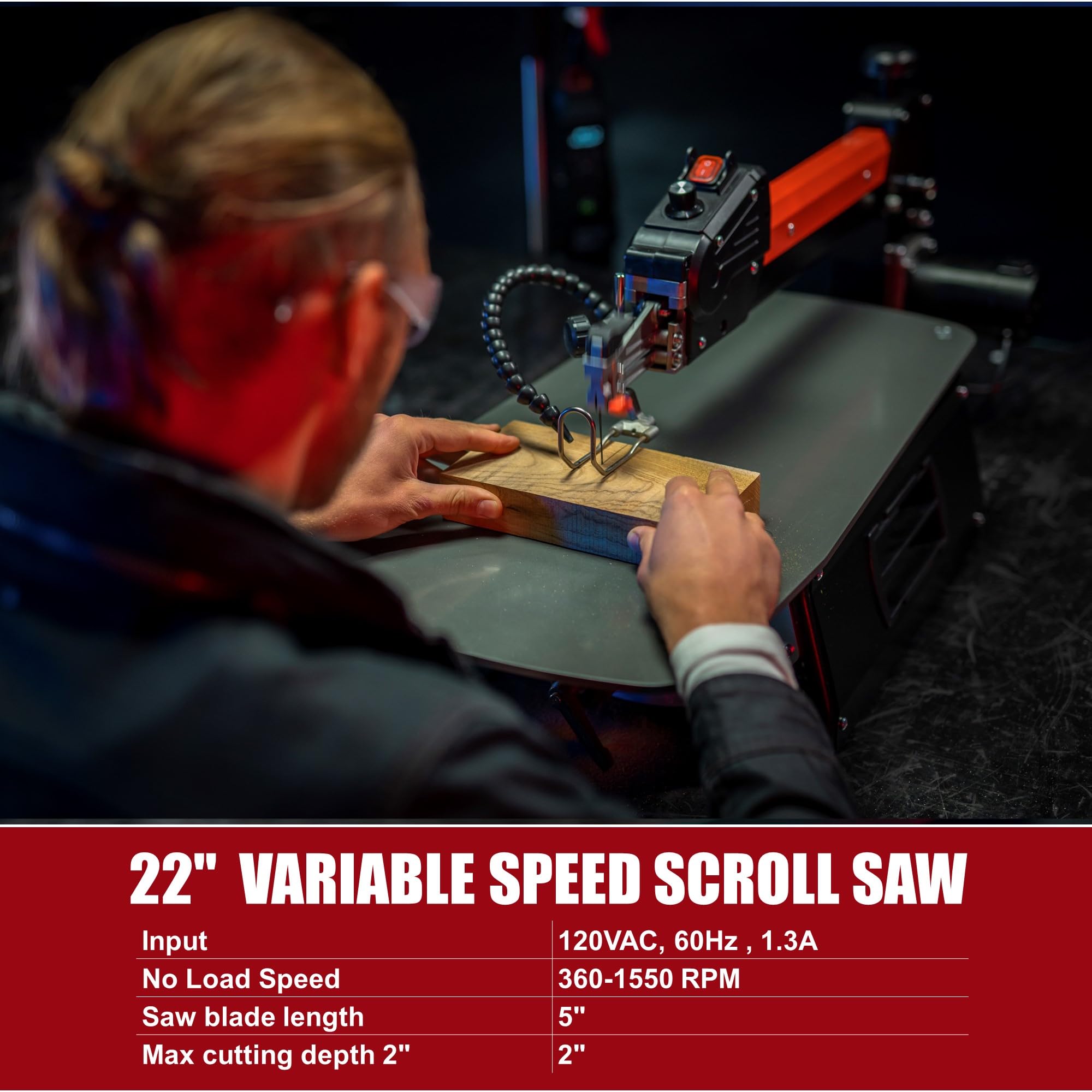 Bucktool 22 Inch Variable Speed Scroll Saw - 1.3A Woodworking Tool for DIY Crafts, Home Projects & Precision Cutting | Perfect for Wood, Metal & Plastic Materials