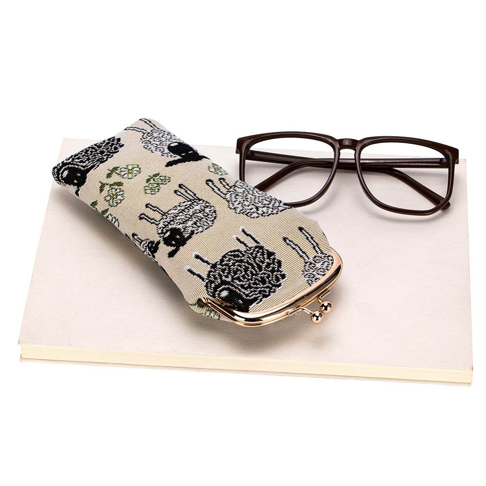 Signare Stylish Eyeglass Case for Women - Cute Animal & Pet Design (Spring Lamb, GPCH-SPLM) | Trendy Glasses Holder for Reading, Travel & Everyday Use