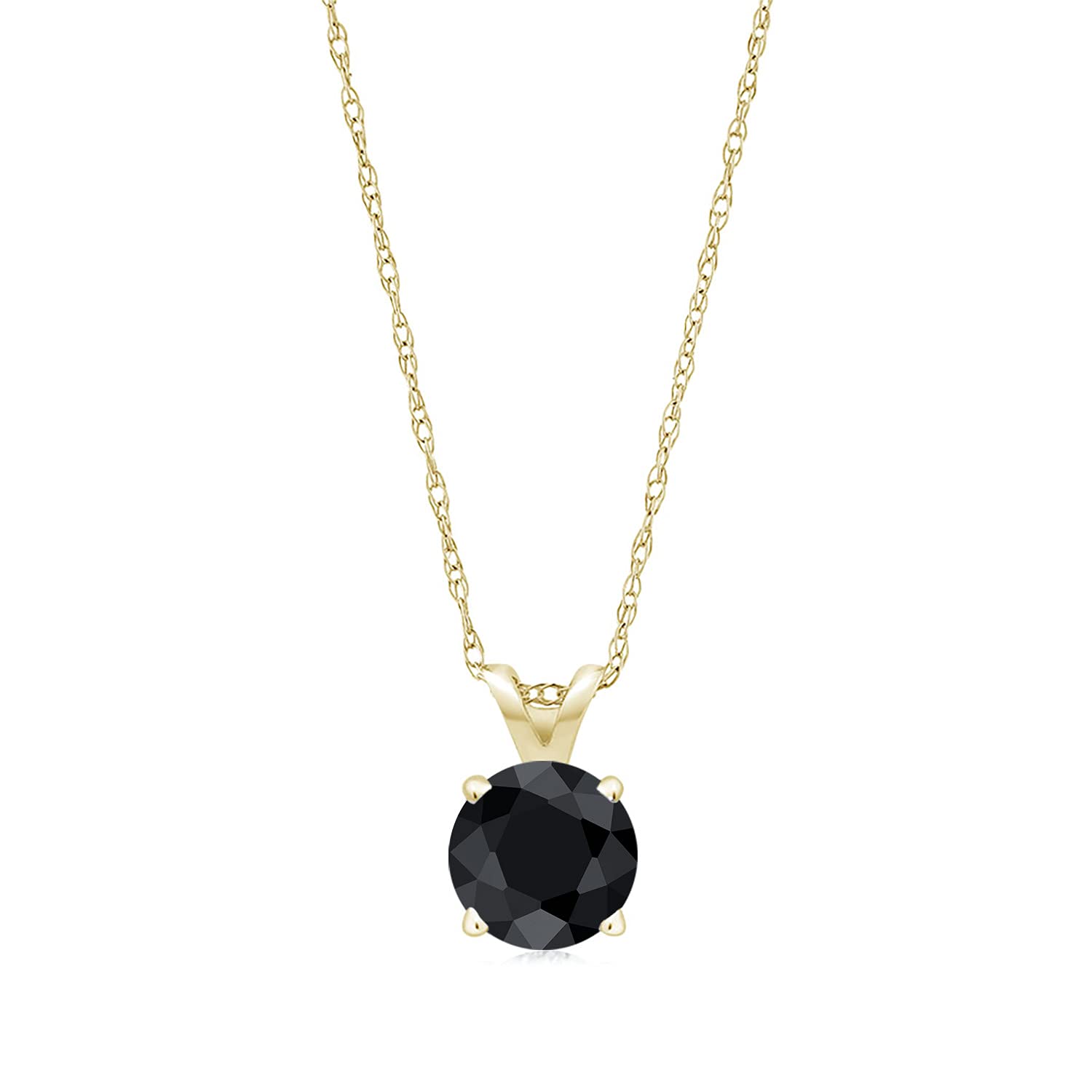 Gem Stone King Solid 14K Gold 6MM Round Birthstone Pendant Necklace for Women - 4-Prong Setting with 18 Inch Gold Chain | Elegant Jewelry Gift for Birthday, Anniversary & Special Occasions