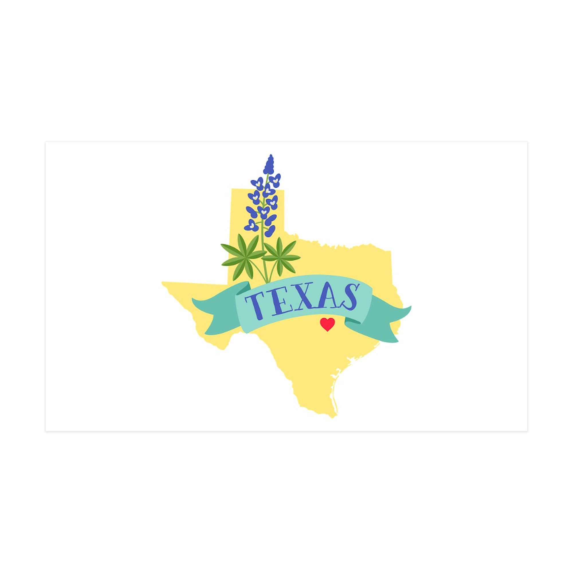 Texas State Outline Bluebonnet Flower Wall Decal 35x21 - Removable Vinyl Wall Art Sticker for Home & Office Decor - Perfect for Bedroom, Living Room, Nursery or Dorm Room