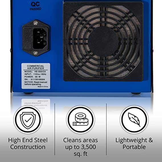 Prolux Commercial Ozone Generator - Compact & Powerful Odor Eliminator for Home, Office, Car, and Commercial Use | New Blue Design for Enhanced Air Purification