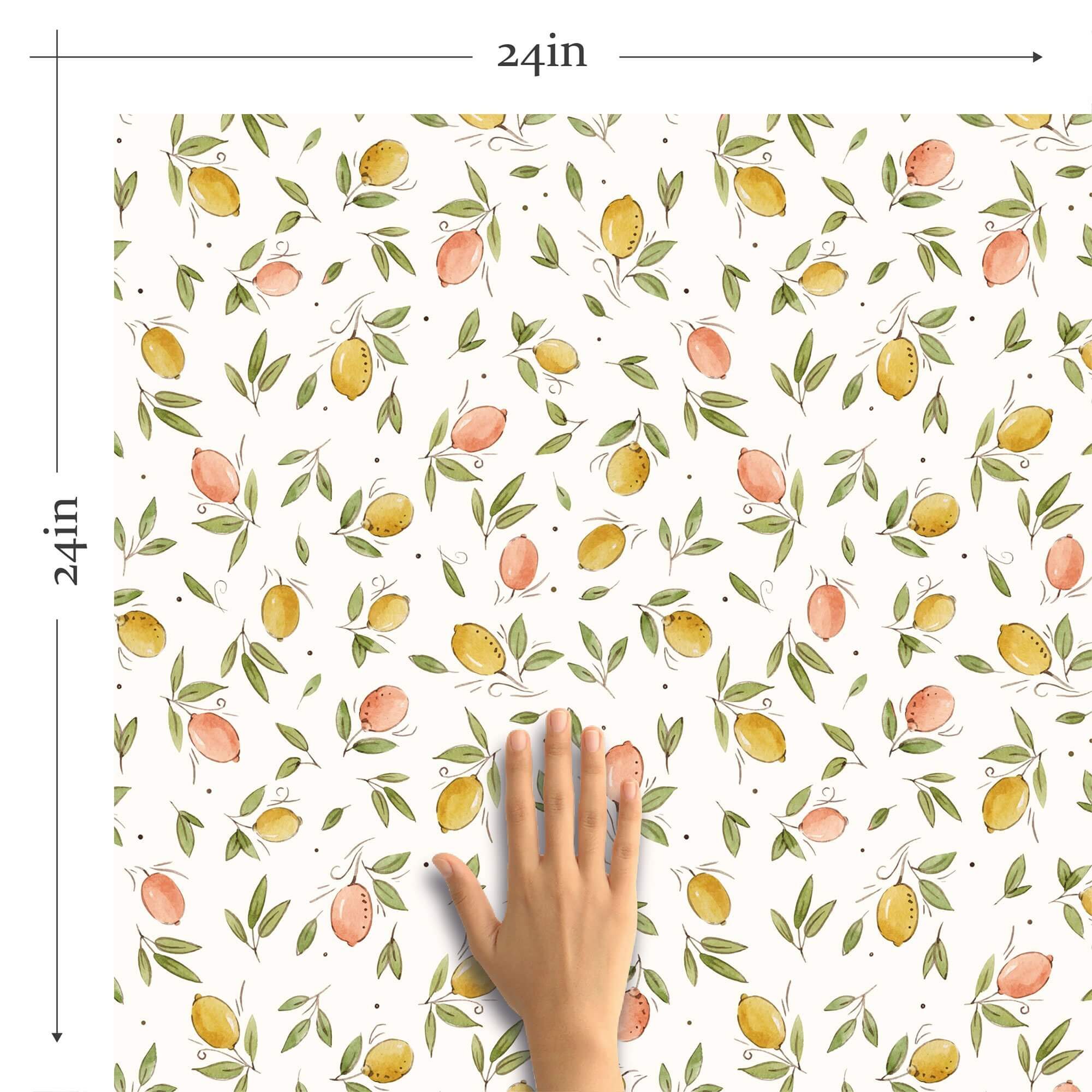 Pink and Yellow Lemon-Themed Peel and Stick Removable Wallpaper - Self-Adhesive Decorative Wall Covering for Kitchen, Bathroom, Nursery & Home Decor