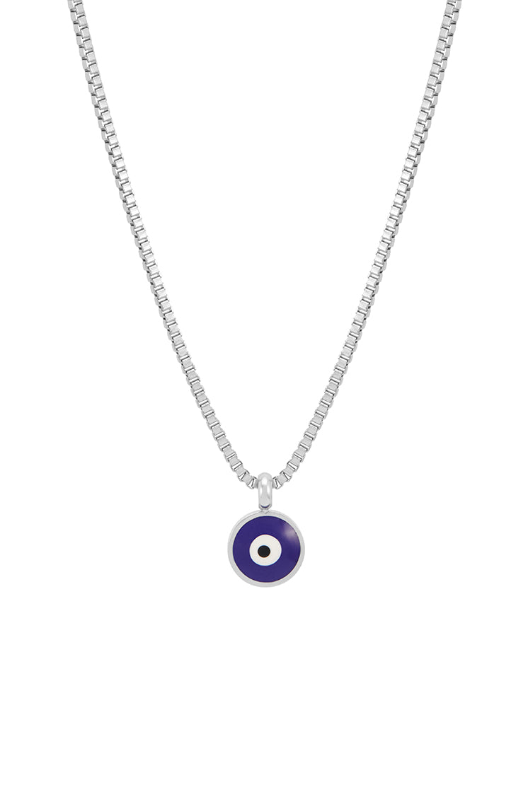 Evil Eye Necklace for Men - Stainless Steel Enamel Pendant with Adjustable Chain - Protection & Style for Everyday Wear, Gifts & Spiritual Jewelry