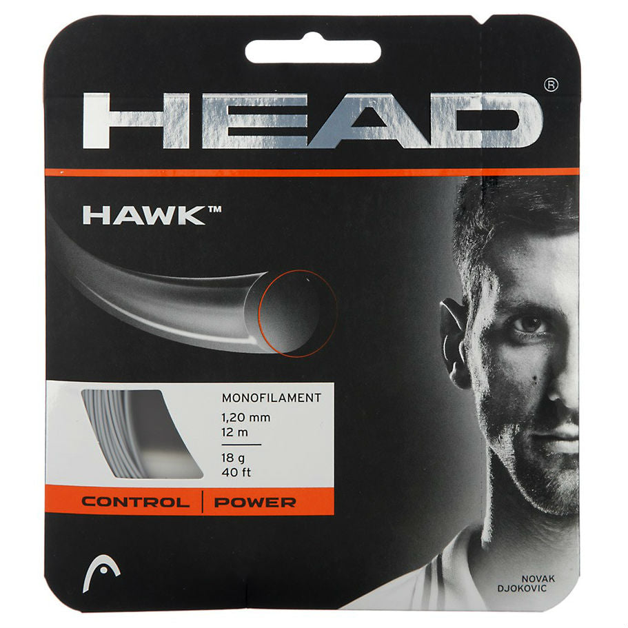 Head Hawk 18/1.20 Tennis String (Silver) - Premium Polyester Tennis Racket String for Enhanced Spin & Control - Perfect for Competitive Play & Tournament Matches