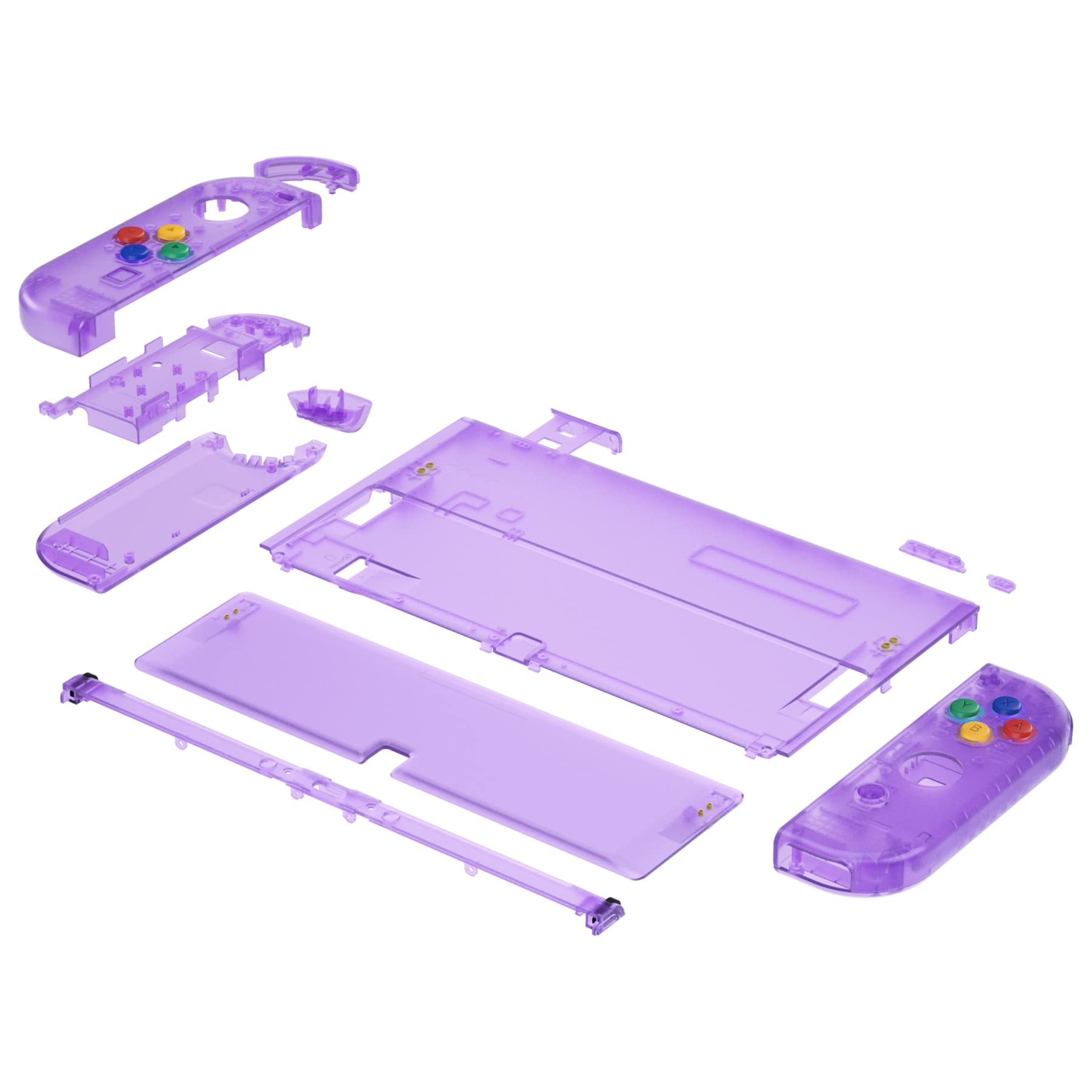 eXtremeRate DIY Full Set Shell for Nintendo Switch OLED - Replacement Console Back Plate & Kickstand, Custom Controller Housing with Full Set Buttons - Clear Atomic Purple | Perfect for Gaming Enthusiasts & DIY Modders