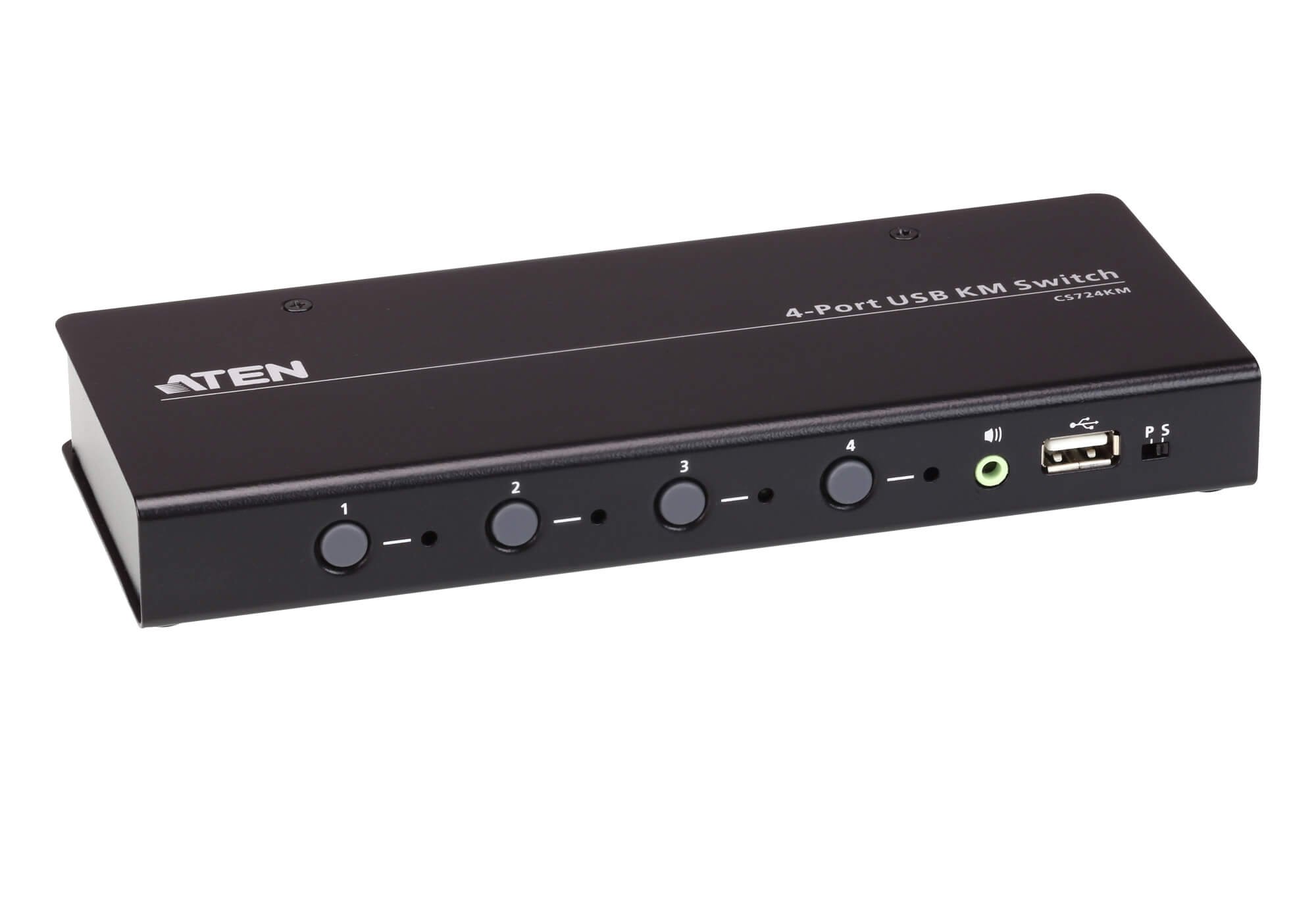 Aten CS724KM 4-Port USB KVM Switch for PC & Mac - Seamless Keyboard Mouse Sharing Between 4 Computers, Ideal for Home Office & Multi-Device Workspace
