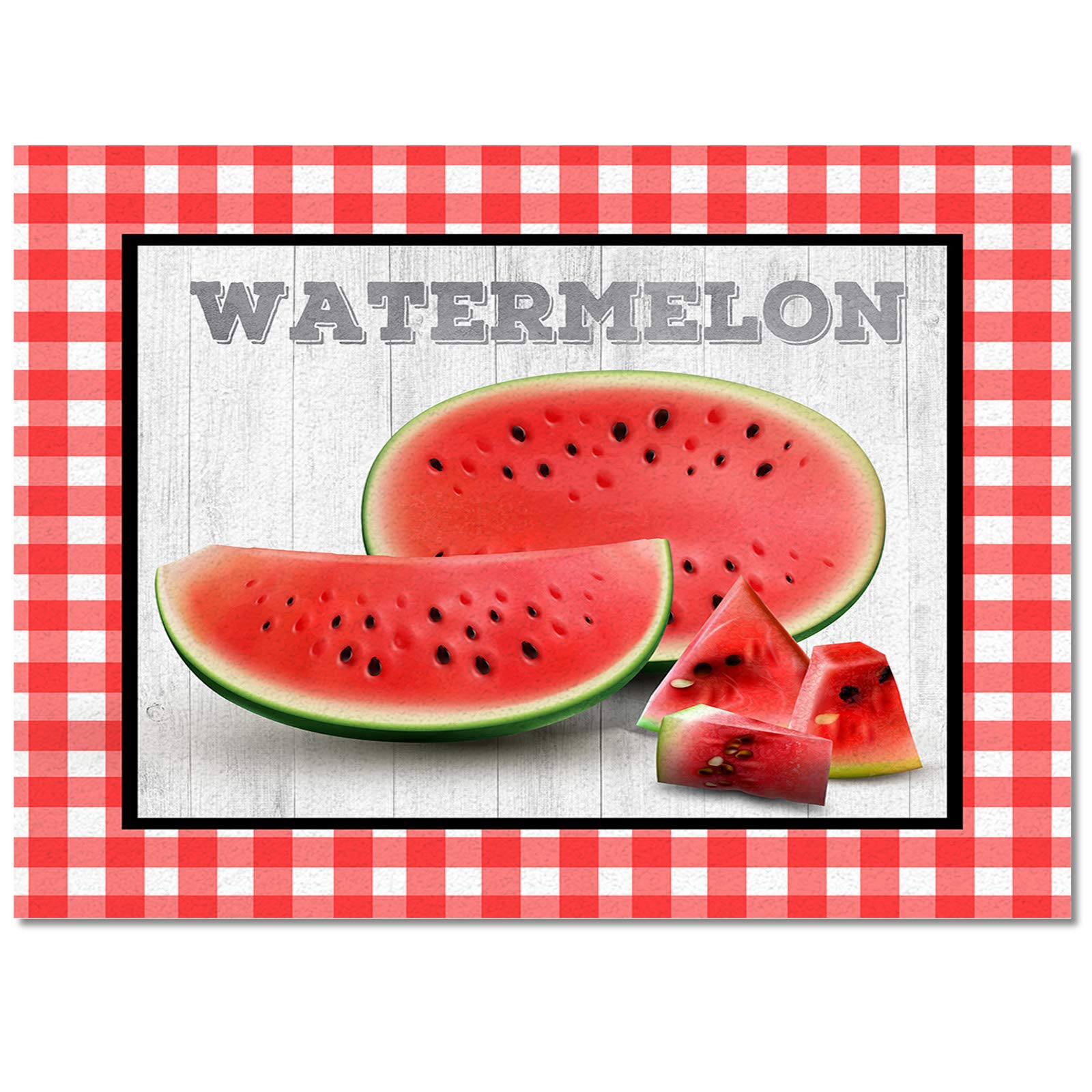 Large Non-Slip Area Rug 2'7x5' - Watermelon Pattern Summer Bedroom Carpet, Buffalo Plaid Kitchen Runner, Red and White Floor Mat for Living Room, Dorm, Nursery & Home Decor