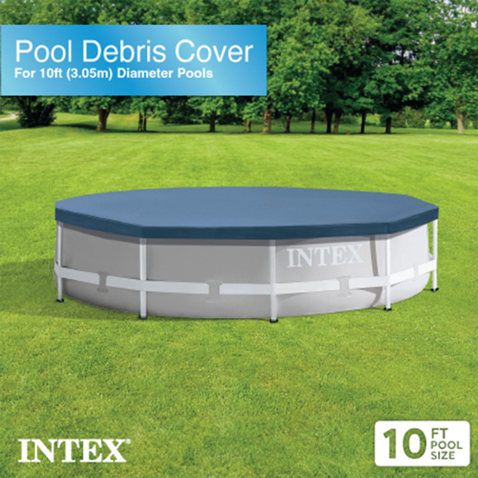 Intex 10ft x 30in Round Metal Frame Above Ground Outdoor Swimming Pool Set with 330 GPH Filter Pump, Cartridge & Protective Cover - Perfect for Backyard Fun, Family Gatherings & Summer Cooling