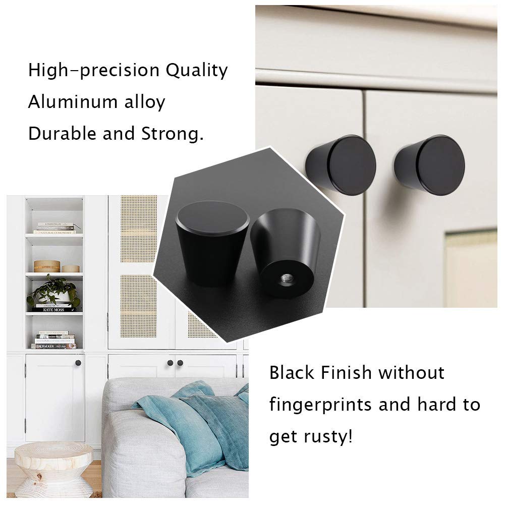10 Pack Matte Black Cabinet Knobs - Premium Kitchen Cabinet Hardware for Dresser Drawers & Furniture - Durable & Stylish Pull Handles for Home, Office & DIY Projects