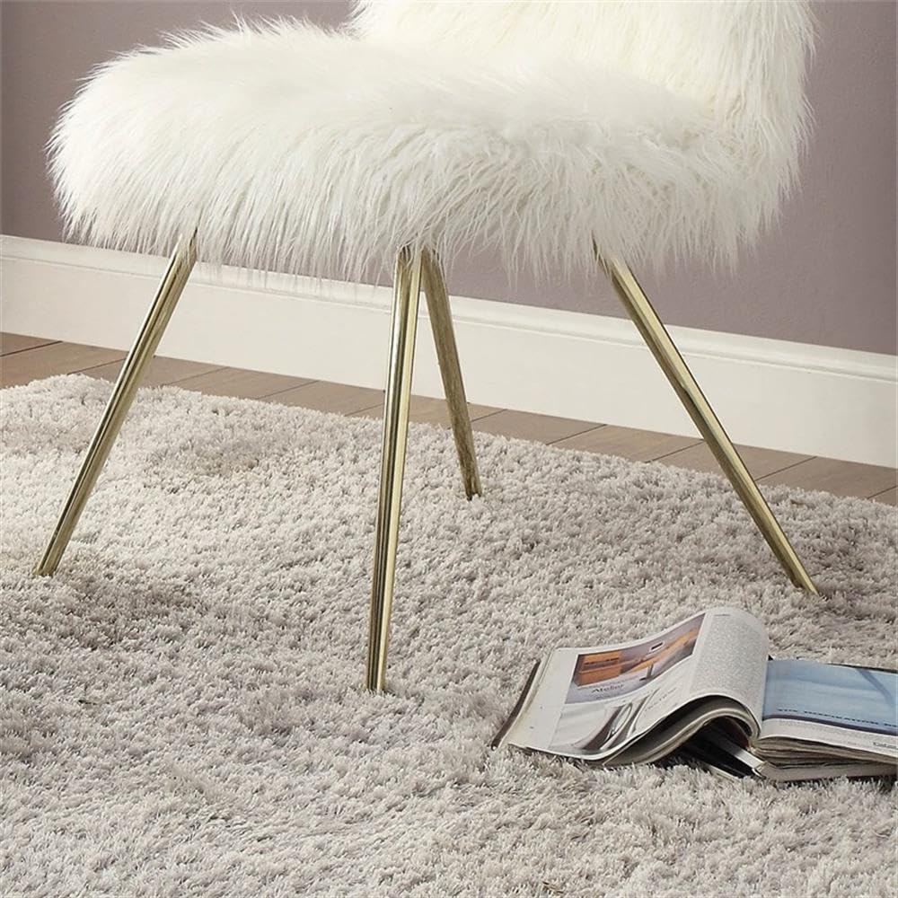 Furniture of America Pikesville Modern Metal Accent Chair - White & Gold Finish for Living Room, Bedroom, or Office Decor