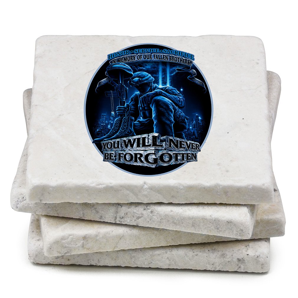 Natural Stone Coasters Set of 4 - Patriotic American Heroes Themed Drink Coasters for Beer & Beverages - Durable & Elegant Gift for Men & Women - Perfect for Home Bar, Office Desk, or Outdoor Entertaining