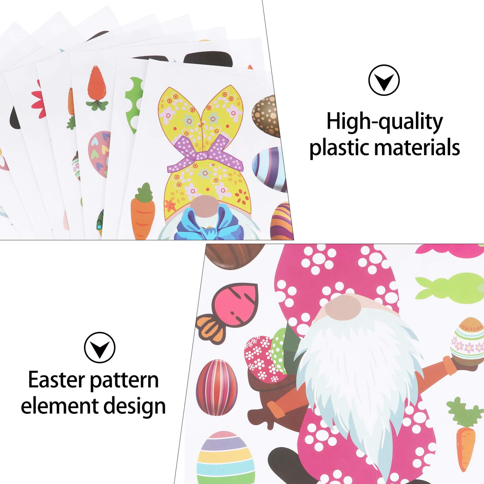 PRETYZOOM 9-Piece Easter Window Stickers Set - Cute Cartoon Bunny Wall Decals for Kids DIY Home Decor, Static Cling PVC Easter Theme Stickers for Windows, Doors, Glass - Perfect for Easter Festival, Spring Decorations & Classroom Activities