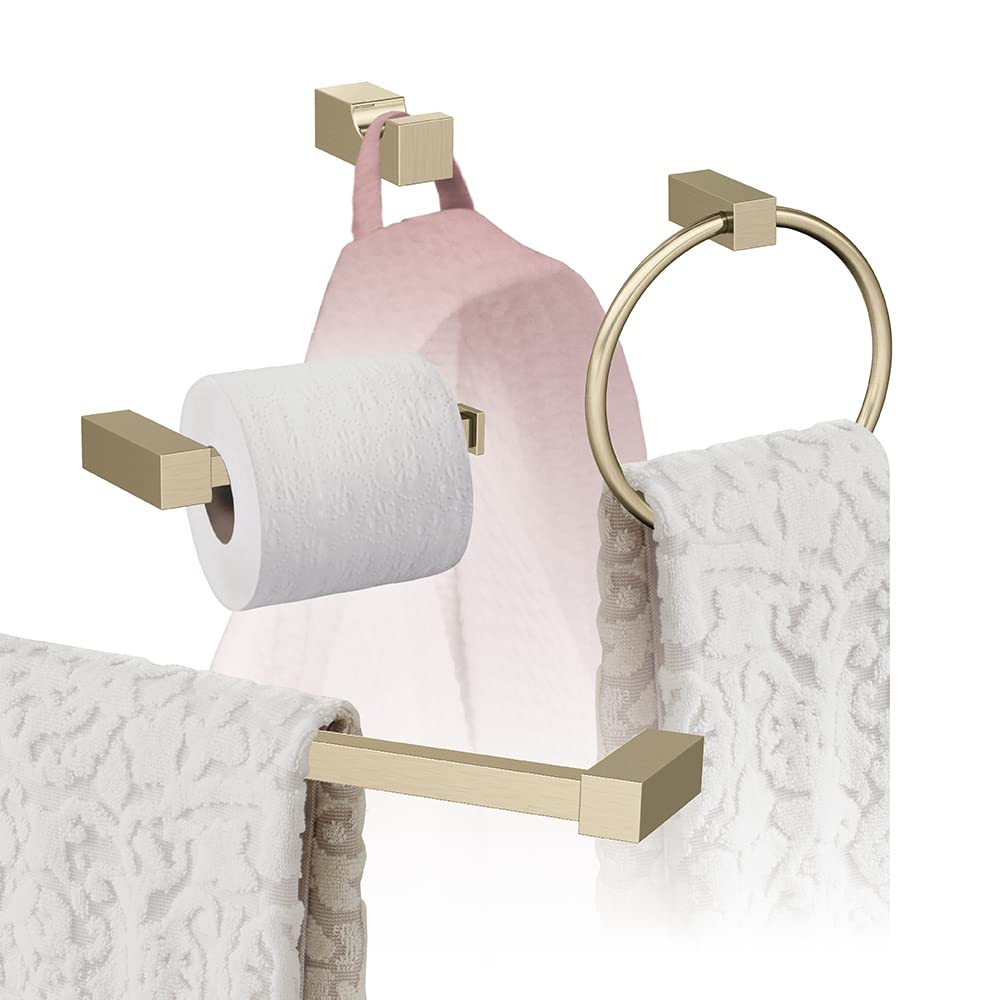 Amerock Golden Champagne Monument 18-Inch Towel Bar Set - 4-Piece Bathroom Accessories for Modern & Luxury Home Decor