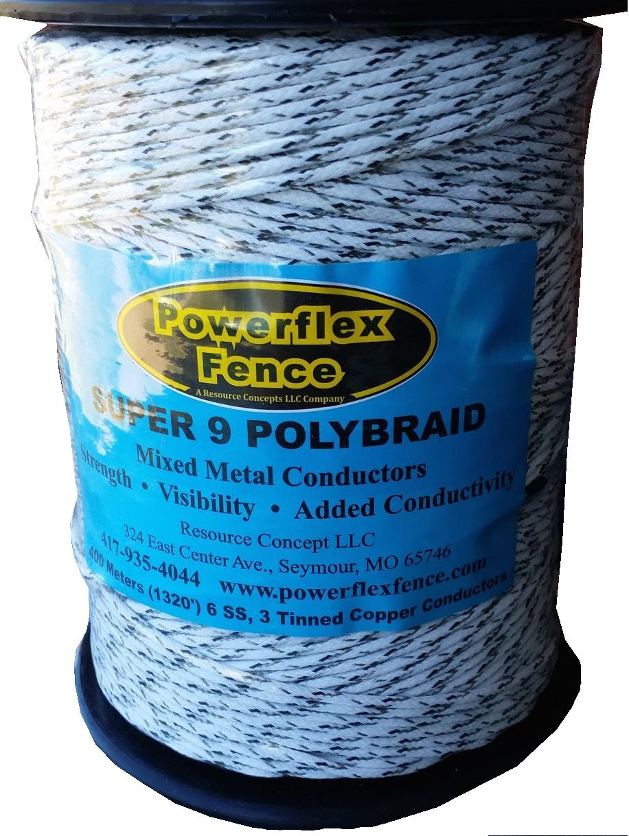 1320' PolyBraid 18/2 AWG Speaker Wire - 6 Stainless Steel & 3 Tin-Copper Conductors, Black & White - Ideal for Home Theater, Car Audio, and Professional Sound System Installations