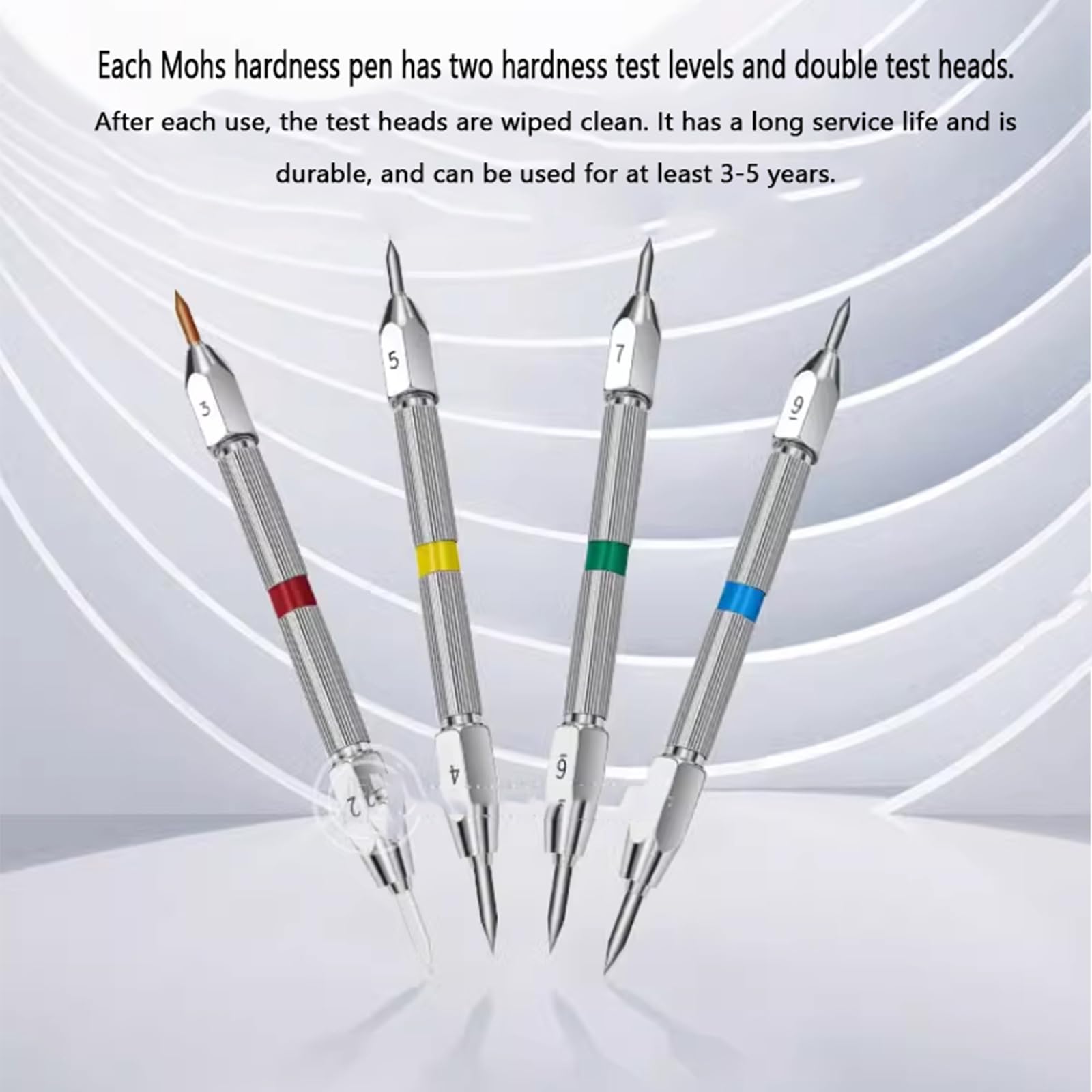 Mohs Hardness Test Kit 4-Pack - Professional Mineral Identification Tools with 2-9 Scratch Testers for Gemstones, Jade & Jewelry - Perfect for Geologists, Jewelers & Rock Hobbyists (Ideal for Field Work & Lab Analysis)