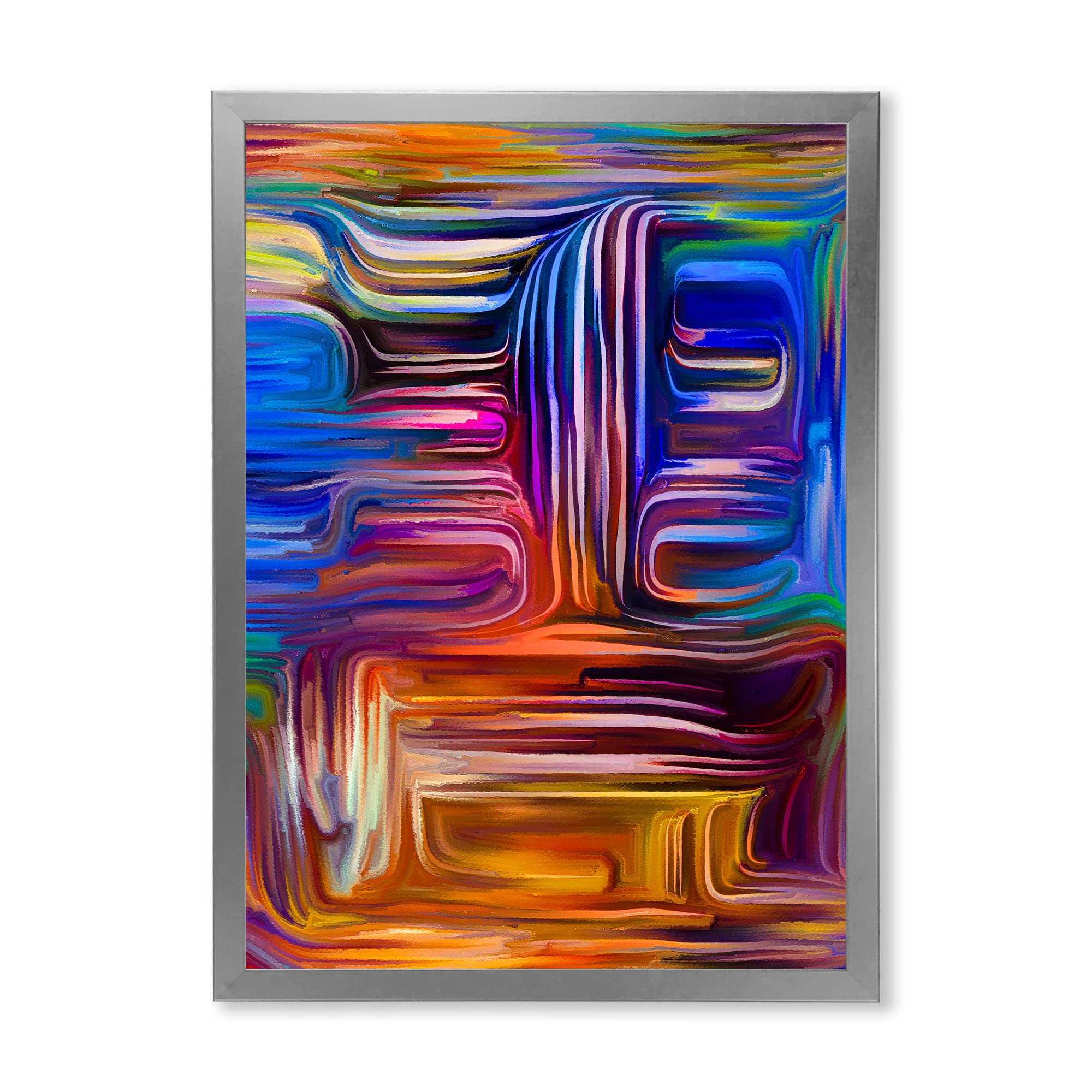 DesignQ Colour Fusion V Modern Framed Wall Art - Abstract Canvas Painting for Living Room, Bedroom & Office Decor