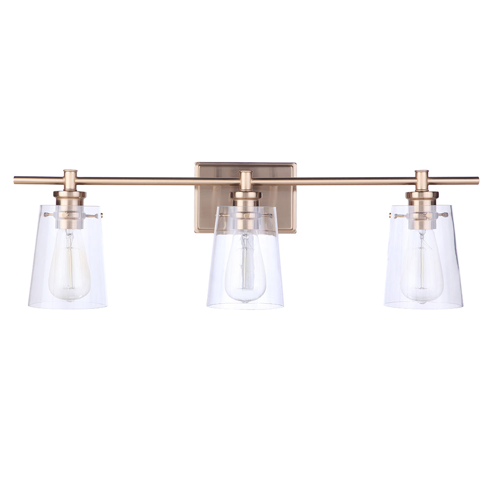 Mia 3-Light Vanity Mirror with Brass Finish - Perfect for Bathroom, Dressing Room & Makeup Area