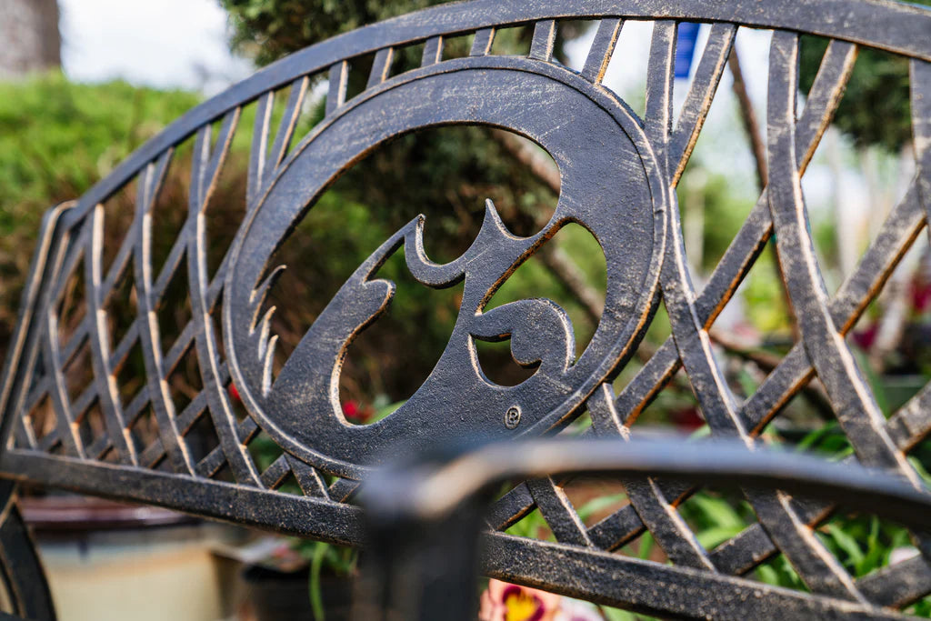 Outdoor Iowa Hawkeye Cast Iron Bench - Heavy Duty Garden Bench for Patio, Yard & Tailgating - Weather-Resistant Hawkeyes Fan Furniture for Backyard Decor