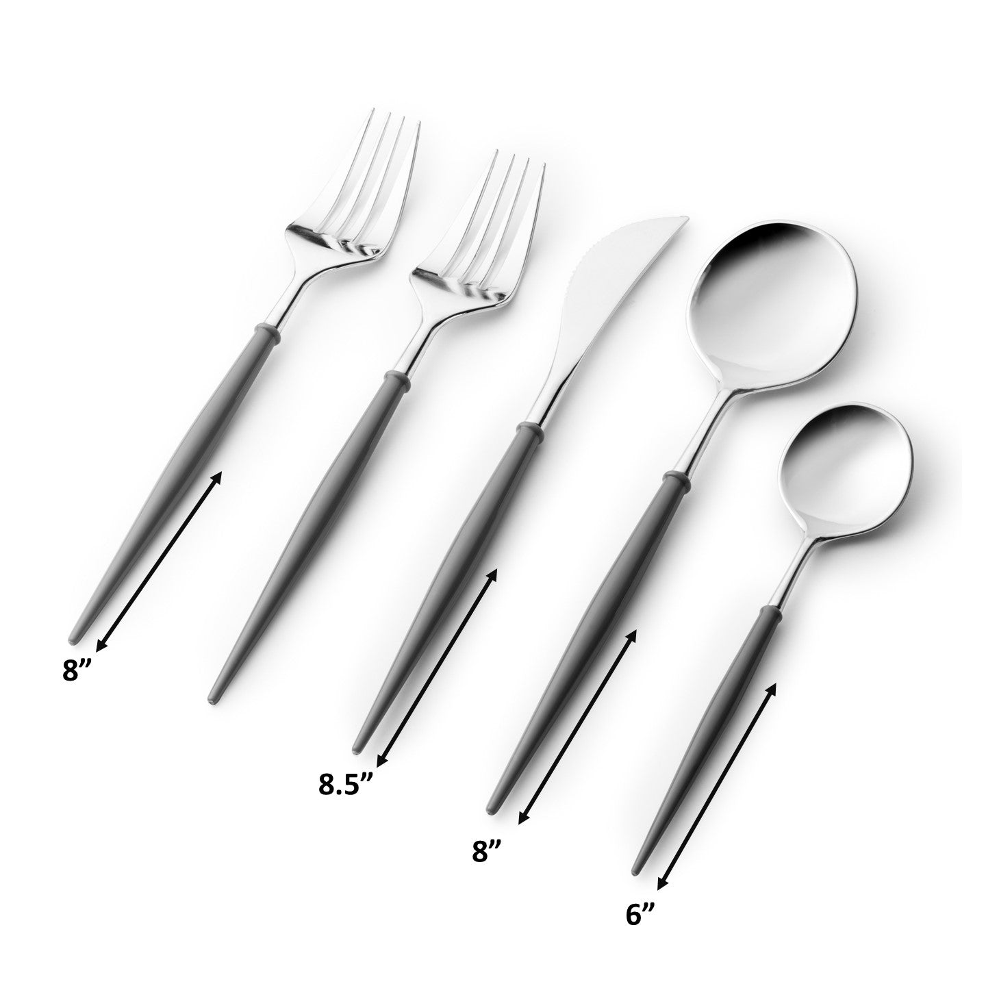Premium 40-Piece Silver and Gray Flatware Set for 8 - Elegant Stainless Steel Cutlery for Formal Dining, Dinner Parties & Holiday Entertaining
