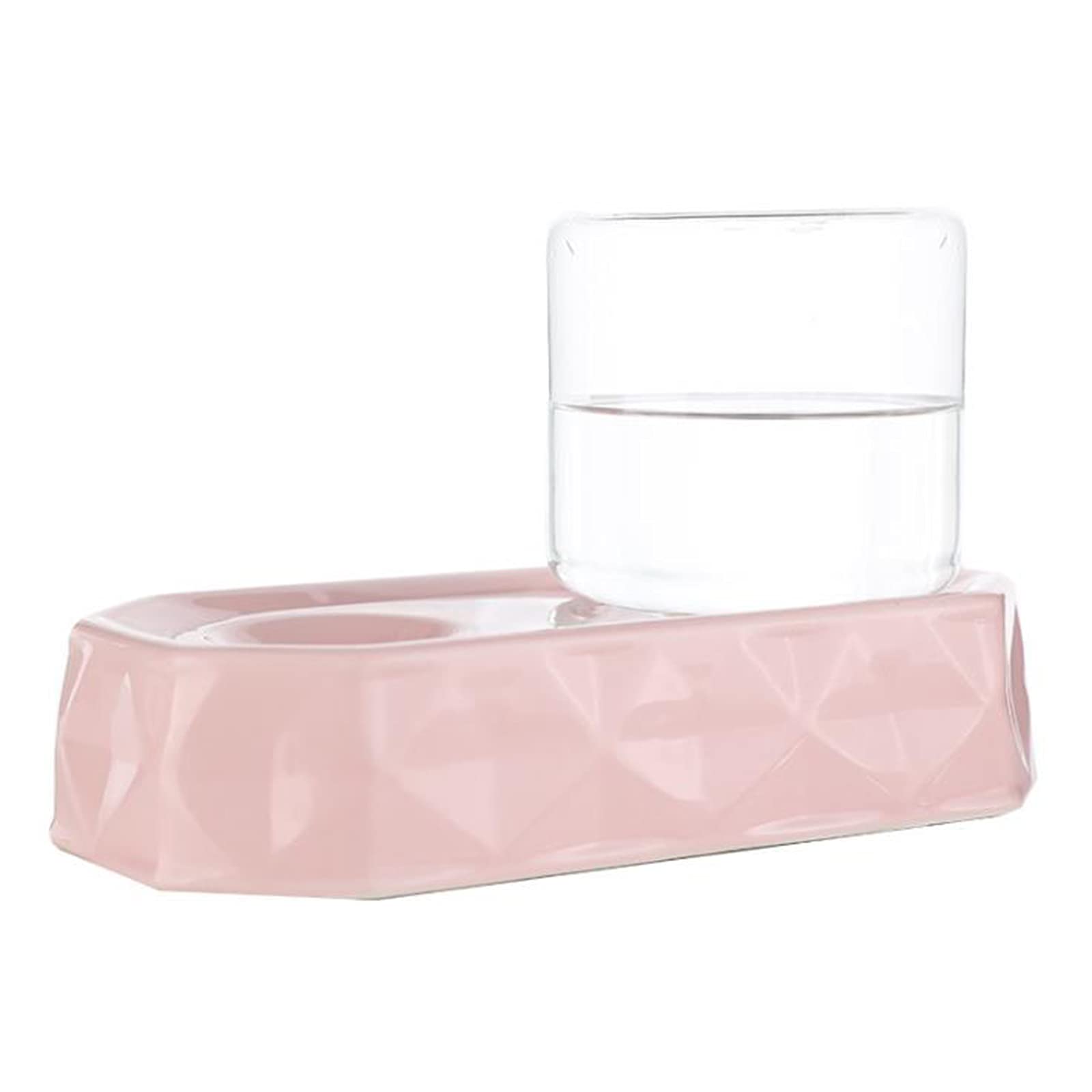 LANGCA Ceramic Pet Water Fountain for Cats and Dogs - Non-Spill Automatic Water Dispenser with Anti-Wet Mouth Design - Pink - Perfect for Home, Office, or Travel Use
