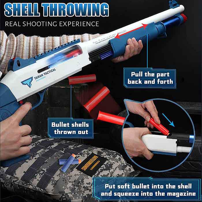 UDL XM1014 Shell Ejecting Foam Dart Blaster Toy - Pump Action NERF Style Blaster for Outdoor Games, Backyard Battles & Team Competitions (US Stock)