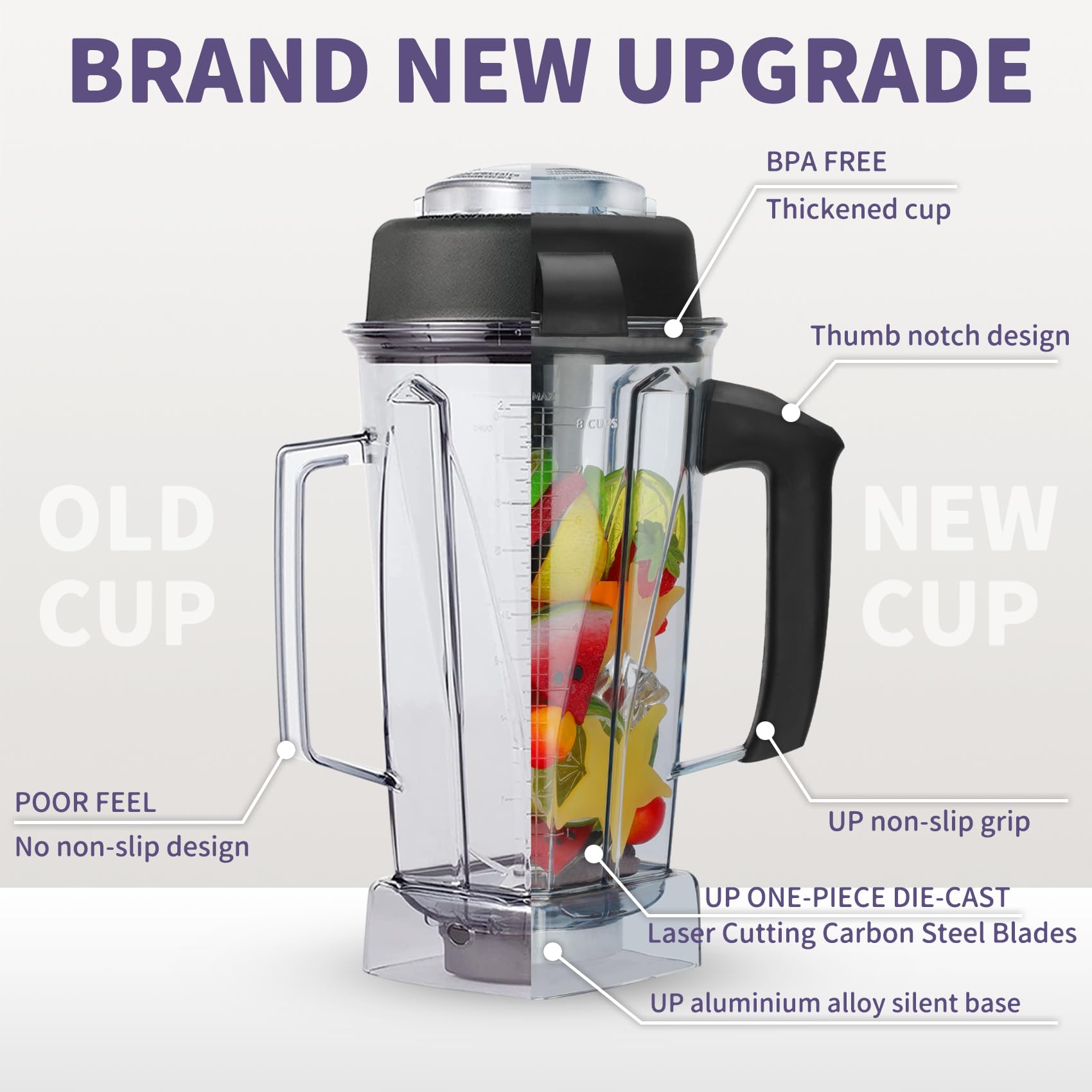 Vitamix Blender Pitcher and Tamper 64 oz - Replacement Jar for 5200, 5000, 6300, 7500, Pro500, 750, VM0103 - Compatible with Classic, Legacy, Explorian & Professional Series - 3-Year Warranty - Perfect for Smoothies, Soups & Nut Butters