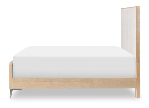Biscayne Panel Bed Frame - Queen Size Beige Upholstered Bed with Wooden Slats - Perfect for Modern Bedroom, Guest Room & Master Suite