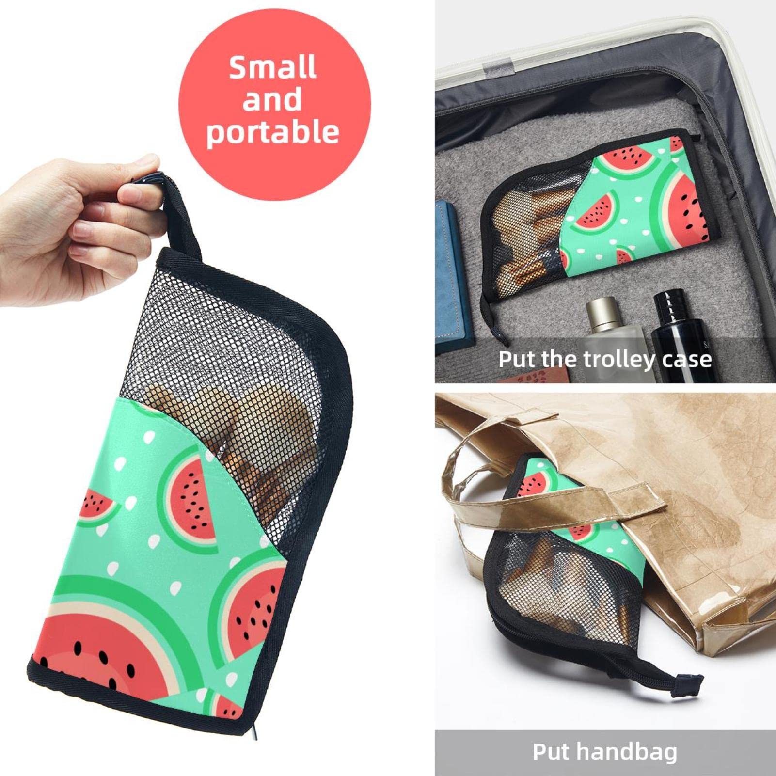 12-Piece Watermelon Polka Dot Makeup Brush Organizer Bag - Portable Brush Holder Case for Travel & Home Storage