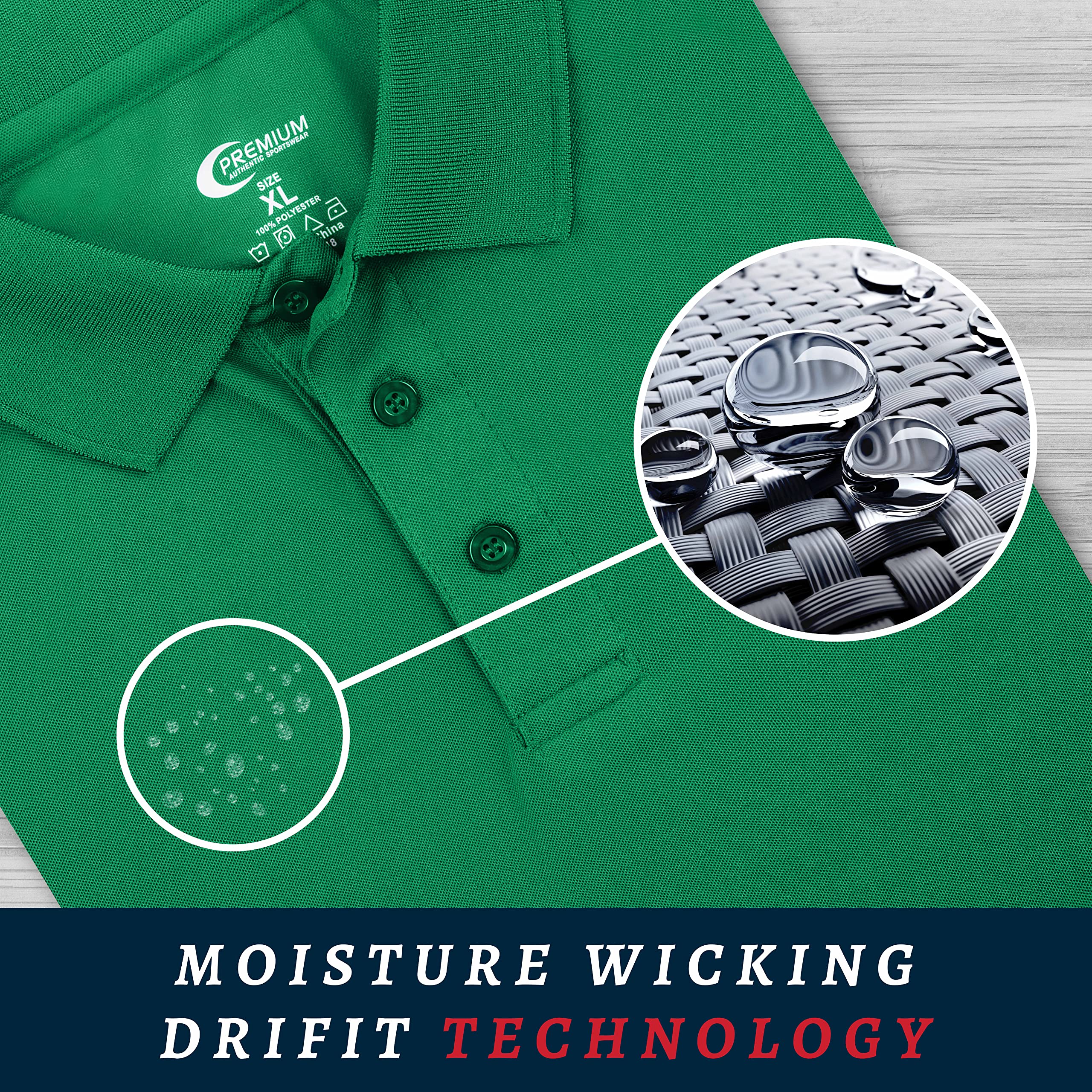 Premium Moisture-Wicking Men's Polo Shirt - Quick-Dry & Breathable for Golf, Work & Outdoor Activities