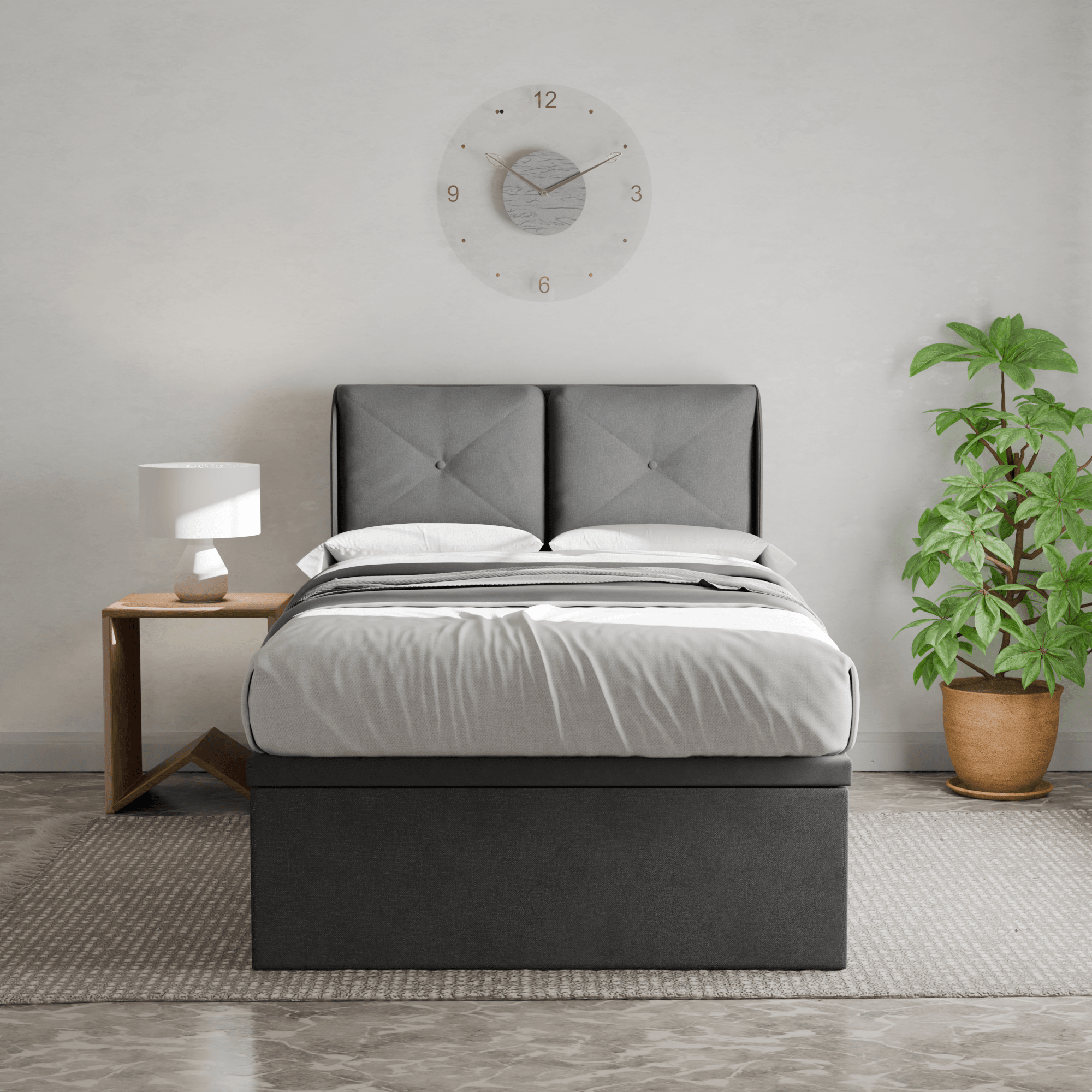 Mohave Fabric Storage Bed - Water Repellent Queen Size Platform Bed with Underbed Storage | Perfect for Small Bedrooms, Dorms & Apartments