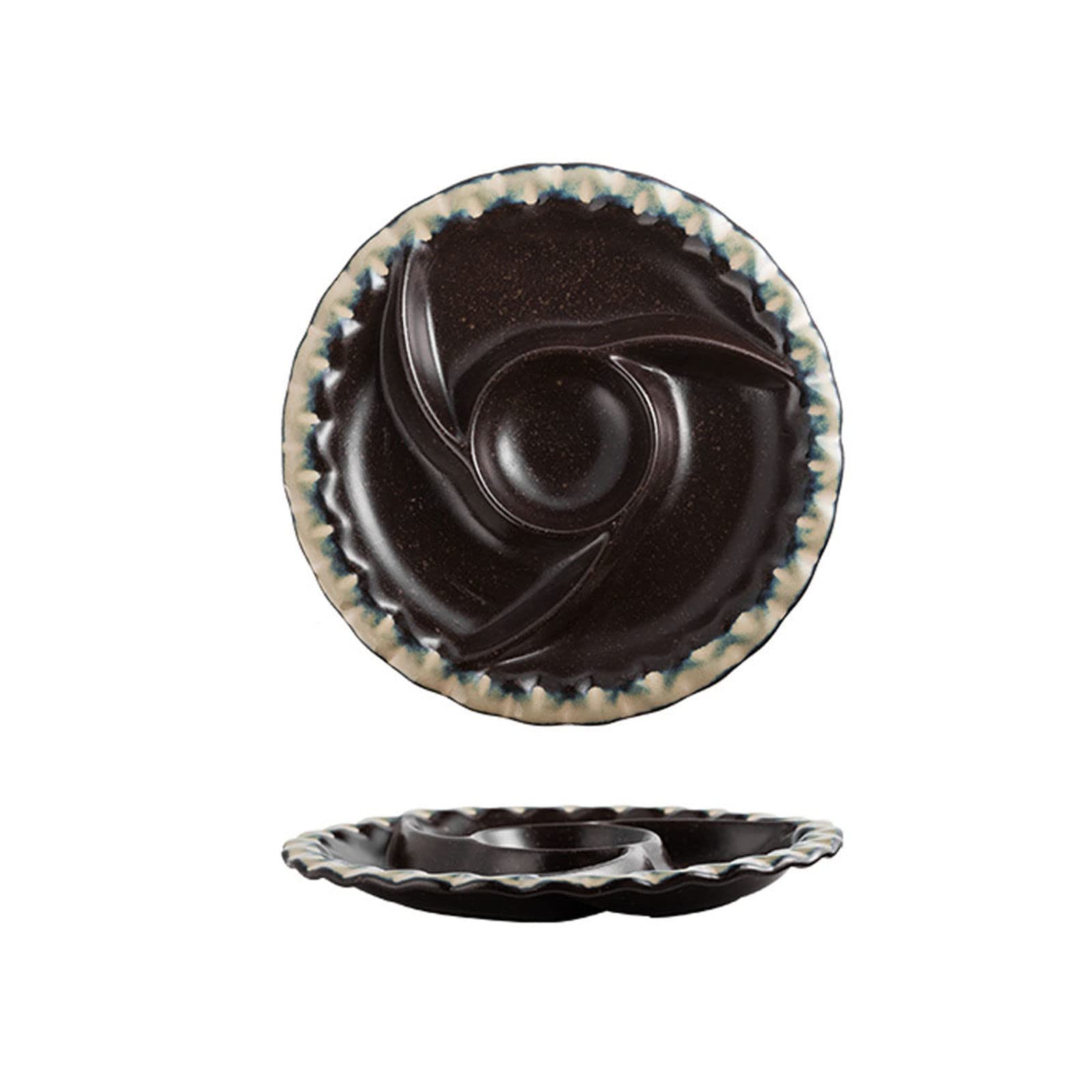 2-Piece Ceramic Chip and Dip Serving Set - Divided Appetizer Platter for Snacks, Salad, and Party Food - Elegant Dinnerware for Entertaining and Gatherings - Perfect for Game Nights, BBQs, and Family Dinners