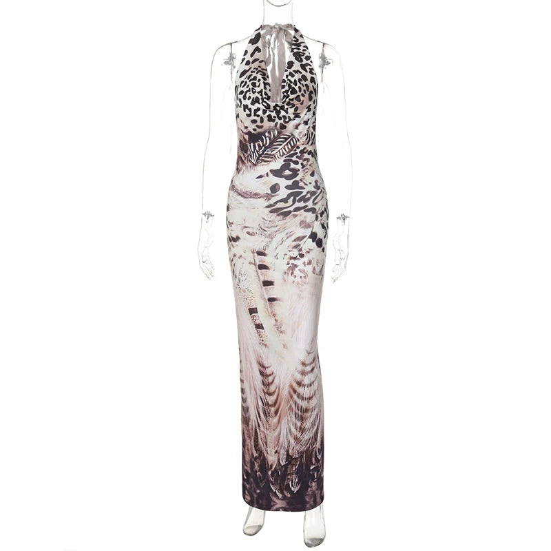 Sexy Backless V-Neck Lace-Up Maxi Dress for Women - Slim Fit Sleeveless Hollow Out Summer Dress | Perfect for Beach Vacation, Evening Party & Autumn Date Night