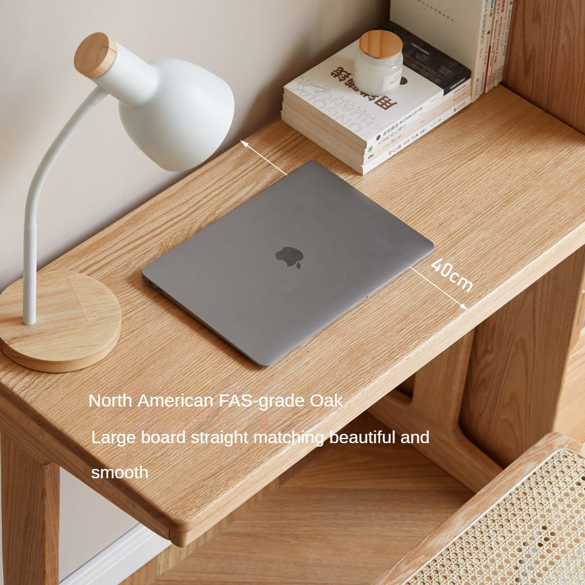 Oak Solid Wood Small Office Desk & Side Table - Compact Home Office Furniture for Workspace, Living Room, or Bedroom