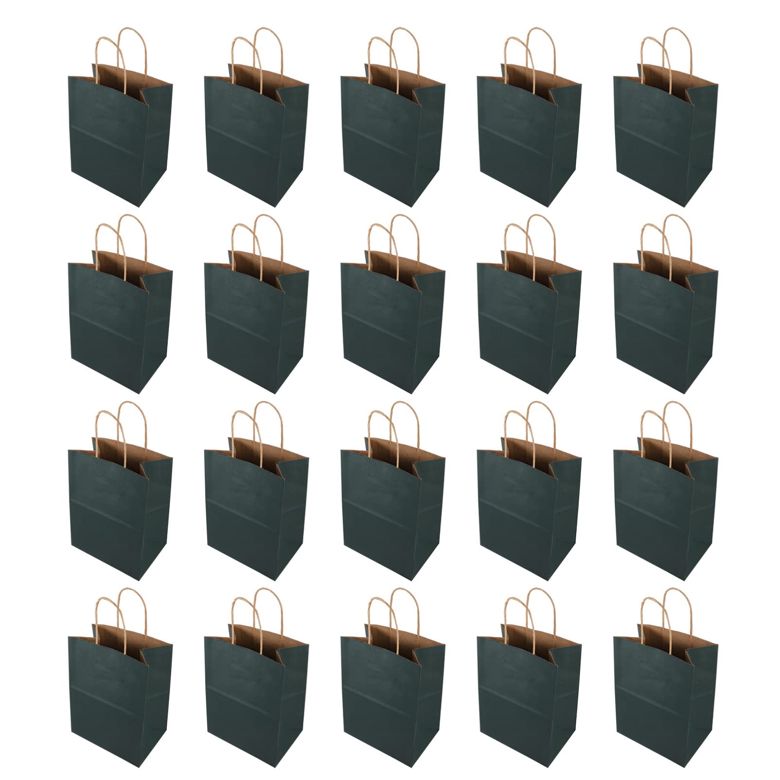 iplusmile 20 Pack Eco-Friendly Kraft Paper Gift Bags with Handles - Christmas Holiday Shopping Tote Bags for Wedding, Party, Retail Packaging (Dark Green) - Perfect for Gift Wrapping, Party Favors & Craft Projects