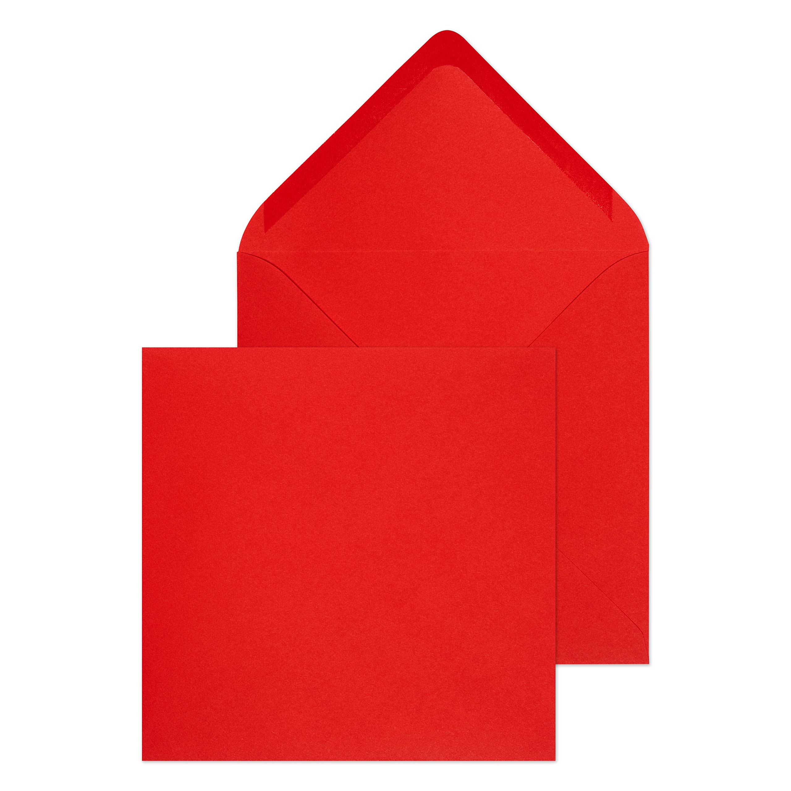 Premium 6x6 Inch 100 GSM Square Gummed Envelopes - 500 Pack (Red) for Wedding Invitations, Business Correspondence & Greeting Cards - Purely Everyday ENV4265