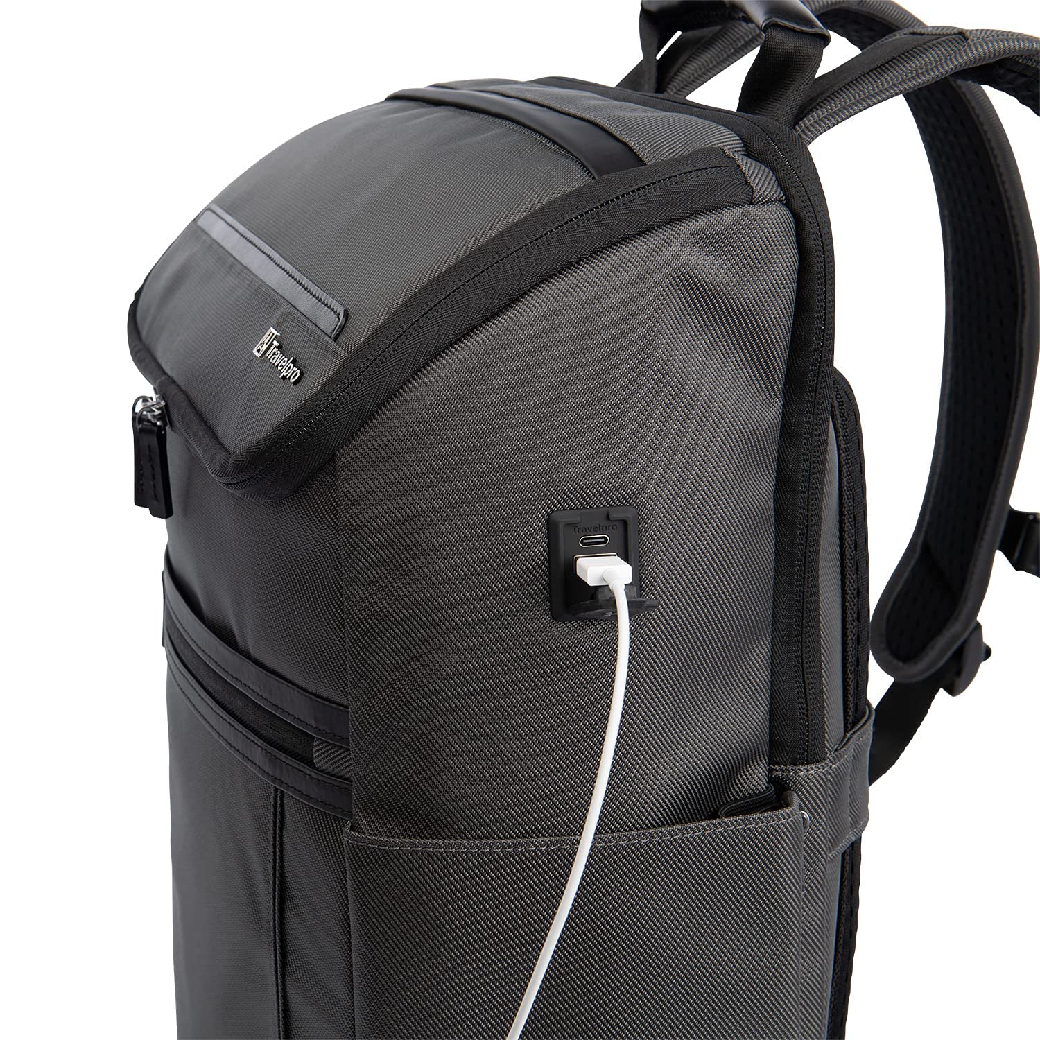 Travelpro Crew Executive Choice 3 Medium Top Load Backpack for 15.6 Inch Laptops & Tablets with USB A & C Charging Ports - Durable Business & Travel Backpack for Men & Women in Titanium Grey - Perfect for Office Commute, Air Travel & College Use