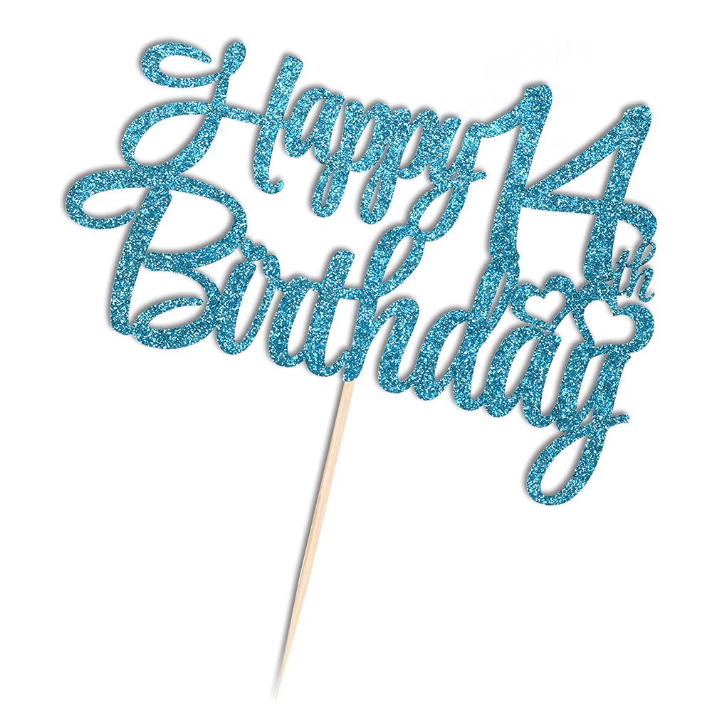 Blue Flash 14th Birthday Cake Topper - Happy 14th Birthday Party Decorations - Perfect for Teen Birthday Cakes, Sweet 16 Celebrations & Milestone Party Decor