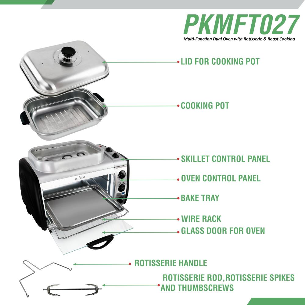 Dual Oven Rotisserie & Roast Cooking - Electric Rotisserie Grill for Chicken, Turkey & Meat - Perfect for Home Kitchen, BBQ & Outdoor Cooking