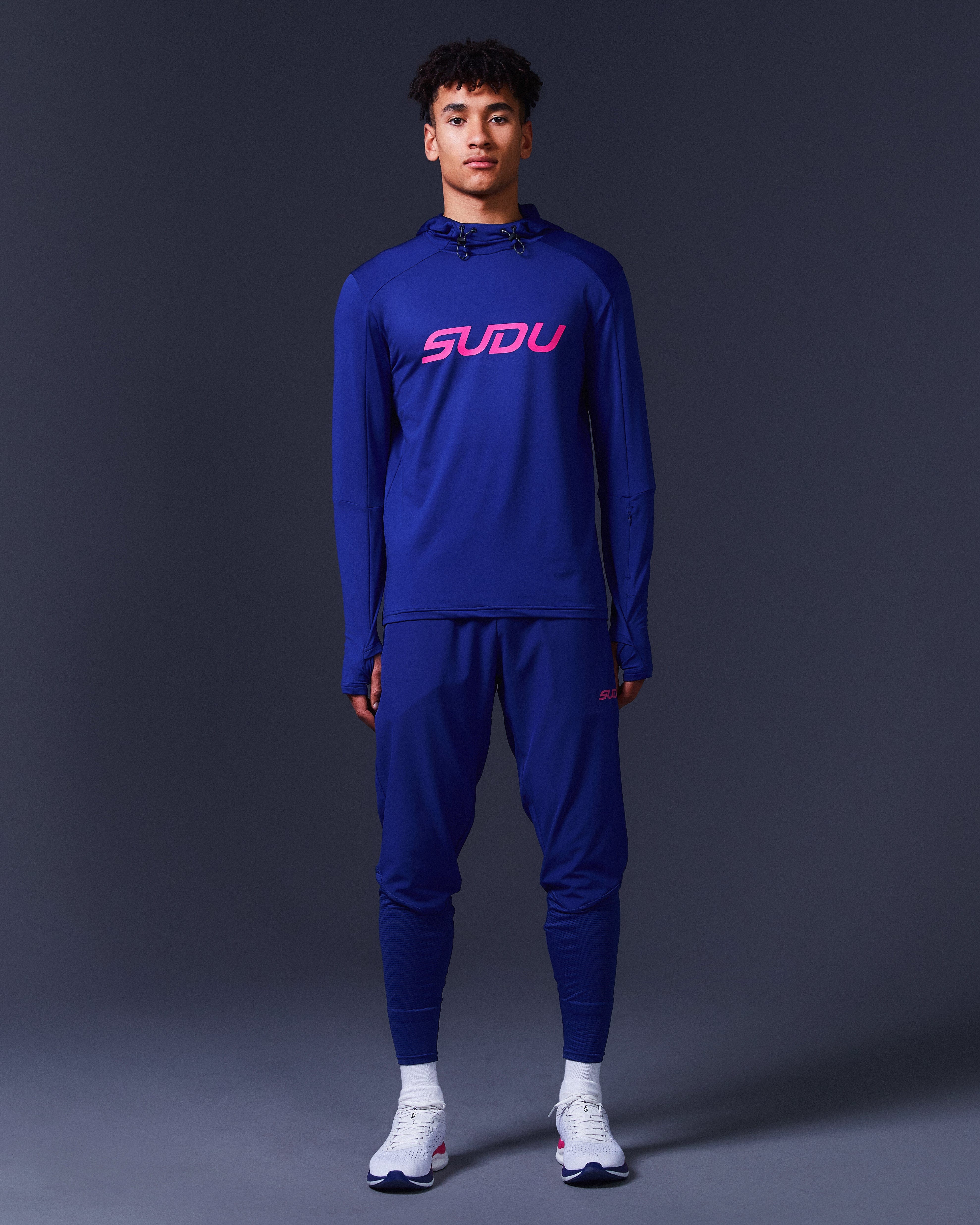 SRH 01 Hoodie - Dark Blue & Pink Pullover Sweatshirt for Men & Women | Casual Streetwear, Gym, Outdoor Activities