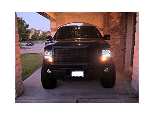LED Halo Headlights for Ford F150 2009-2014 - Chrome/Clear Lens Projector Headlights - Upgrade Your Truck Lighting for Night Driving & Off-Road Adventures