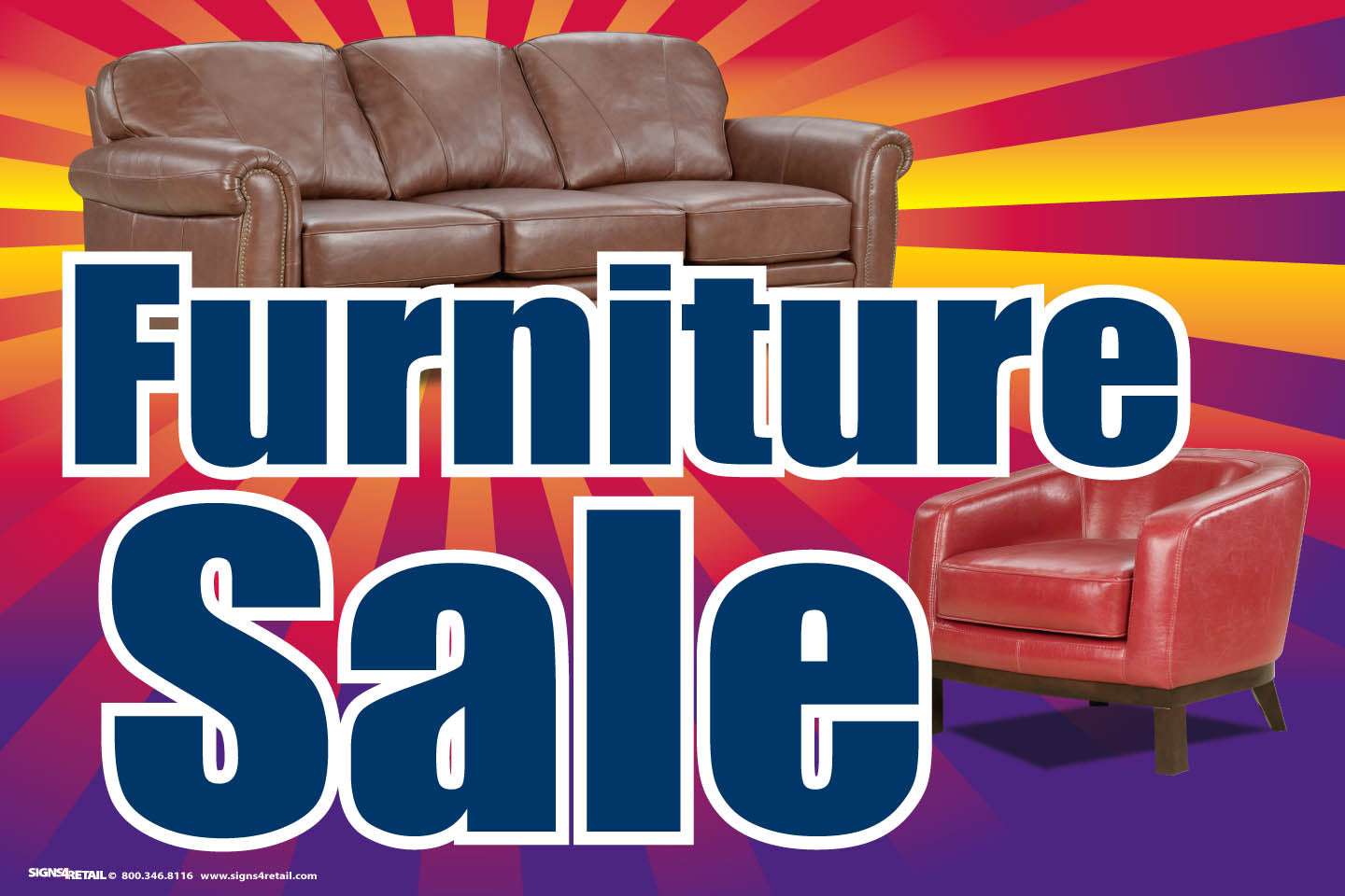 Giant XL Double Sided Yard Sign for Furniture Sale - Weatherproof Corrugated Plastic - No Stakes Included - Perfect for Garage Sales, Moving Sales & Store Promotions