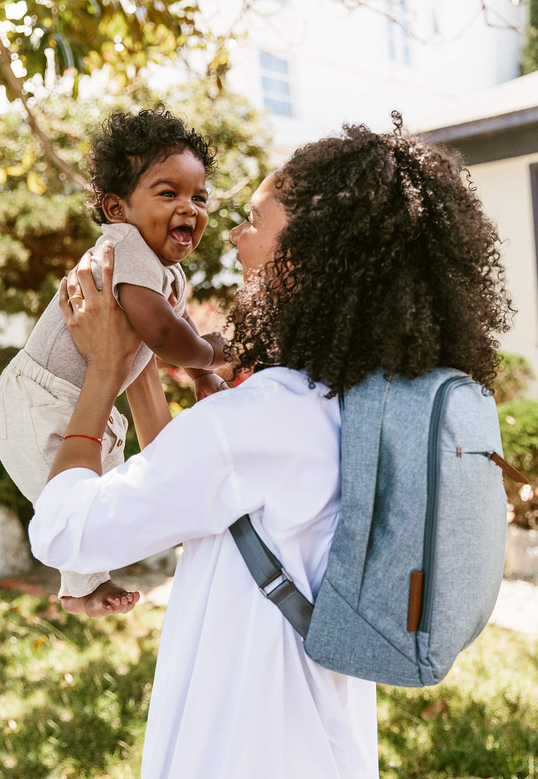 UPPAbaby Diaper Changing Backpack - JORDAN (Charcoal Melange/Black Leather) | Stylish Baby Essentials for Travel, Outings & Daily Use