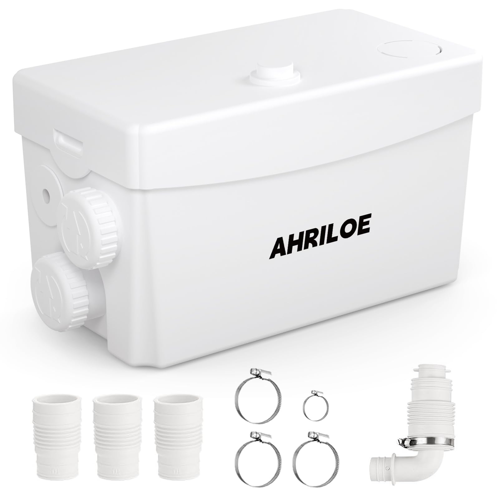 450W Sink Pump with 3 Inlets & 1 Outlet - High Power Toilet Macerator & Sewage Pump for Sink, Laundry, Basement, RV - Ideal for Wastewater Removal & Drainage Solutions
