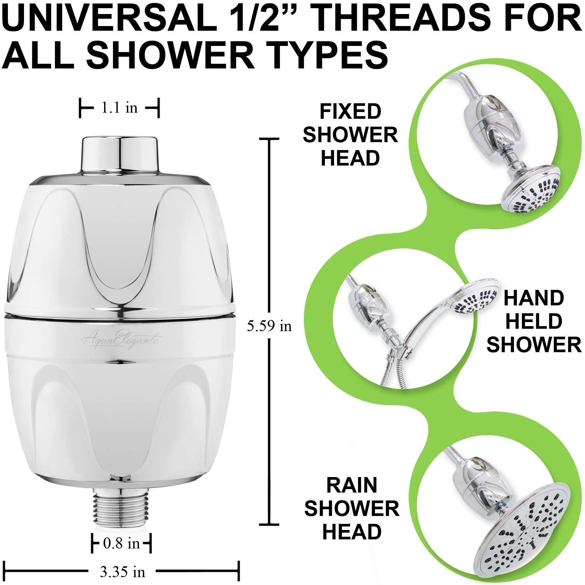 6 Function High Pressure Handheld Shower Head with Filter - Removable Showerhead with Adjustable Mount & 5ft Stainless Steel Hose - Chlorine Removal Water Filter (2.5 GPM, Chrome) - Perfect for Bathroom Renovation & Sensitive Skin Care