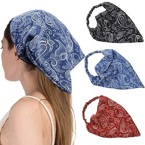 Floral Elastic Hair Kerchief Scarf Set of 3 - Stylish Headbands for Women, Girls | Perfect for Summer, Beach, Yoga, and Outdoor Activities