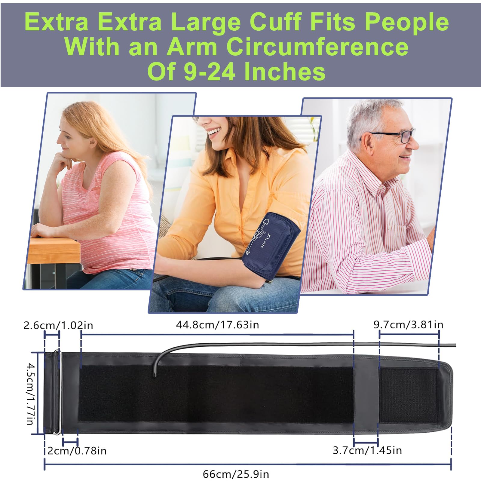 Omron BP Monitor Replacement XL Cuff 22-52cm - Adjustable Extra Large Blood Pressure Cuff with 4 Universal Interfaces | Compatible with Omron Blood Pressure Monitors | Ideal for Big Arms & Home Health Monitoring
