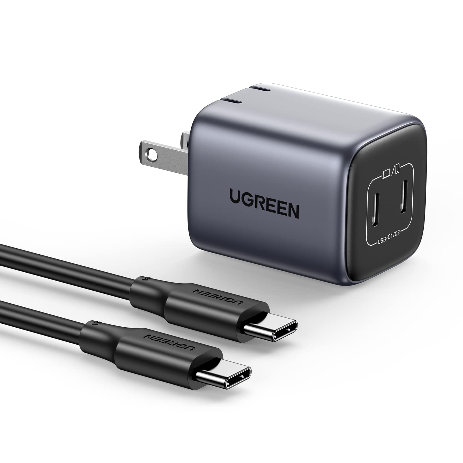 UGREEN Nexode 45W GaN USB C Fast Charger with 100W Cable - Compact Foldable PPS Charger for Galaxy S24/S23/S22, iPhone 15/14, iPad Pro, MacBook Air, Pixel - Perfect for Travel, Office & Home Charging