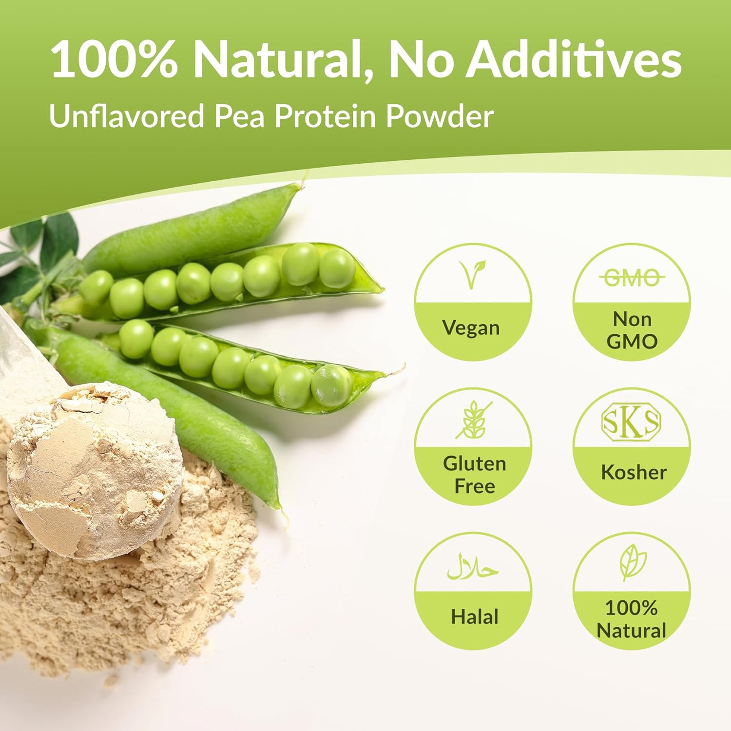 Organic Pea Protein Powder 80% Plant-Based Protein – 6 lb, Non-GMO, Vegan, Kosher, Halal, Gluten-Free, Dairy-Free, Soy-Free, Hypoallergenic, Unflavored, Keto & Paleo Friendly – Perfect for Smoothies, Baking & Post-Workout Recovery