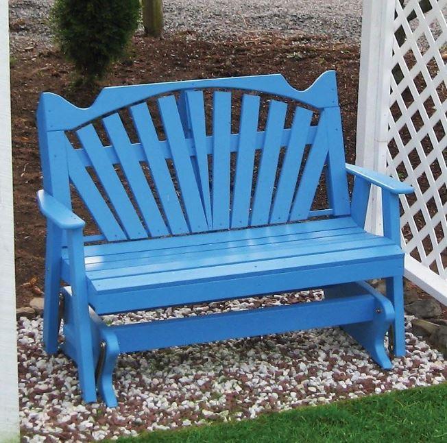 A&L Furniture Yellow Pine Fanback Glider Rocking Chair - Comfortable Wooden Porch Swing for Nursery, Living Room & Outdoor Relaxation